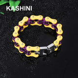 Men's Biker Chain Bracelet Stainless Steel Yellow
