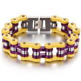 Men's Biker Chain Bracelet Stainless Steel Yellow