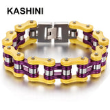 Men's Biker Chain Bracelet Stainless Steel Yellow
