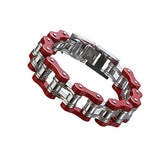 Men's Red Motorcycle Chain Link Bracelet Stainless Steel Punk Jewelry