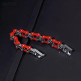 Men's Red Motorcycle Chain Link Bracelet Stainless Steel Punk Jewelry