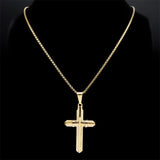 Men's Stainless Steel Cross Chain Necklace Hip Hop Pendant Jewelry