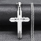 Men's Stainless Steel Cross Chain Necklace Hip Hop Pendant Jewelry