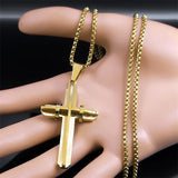 Men's Stainless Steel Cross Chain Necklace Hip Hop Pendant Jewelry
