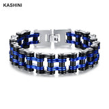 Men's Denim Biker Chain Link Bracelet Stainless Steel Punk Jewelry