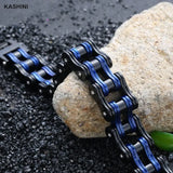 Men's Denim Biker Chain Link Bracelet Stainless Steel Punk Jewelry