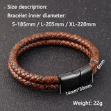 Men's Punk Steel Magnetic Buckle Leather Wristband