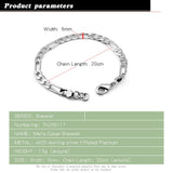 Men's 925 Silver Bracelet 6mm Chain 18-20cm Italian Man Bracelet