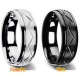 Men's Silver Tungsten Carbide Ring Groove Multi-Faceted Ring