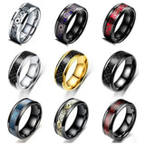 Men's Stainless Steel Gear Ring Celtic Dragon Carbon Fiber Band