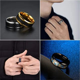 Men's Stainless Steel Gear Ring Celtic Dragon Carbon Fiber Band