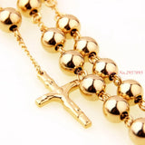 Heavy Stainless Steel Bead Chain Rosary with Jesus Christ Cross Pendant