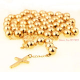 Heavy Stainless Steel Bead Chain Rosary with Jesus Christ Cross Pendant