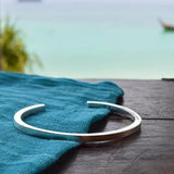 Titanium Steel Open Bangles Thin Square Cuff Bracelet Couple