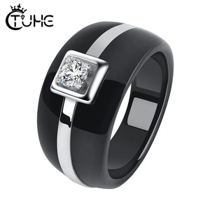 Crystal Ring Stainless Steel Ceramic Rings Healthy Jewelry Gift