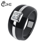 Crystal Ring Stainless Steel Ceramic Rings Healthy Jewelry Gift