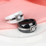 Crystal Ring Stainless Steel Ceramic Rings Healthy Jewelry Gift