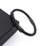 Men's Leather Weave Bracelet with Steel Buckle