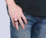 Mens Tungsten Wedding Rings with Wood Inlay Top Band