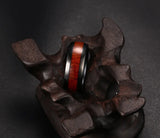 Mens Tungsten Wedding Rings with Wood Inlay Top Band