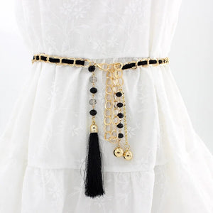 Metal Tassel Waist Chain Dress Belt for Women