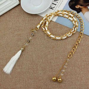 Metal Tassel Waist Chain Dress Belt for Women