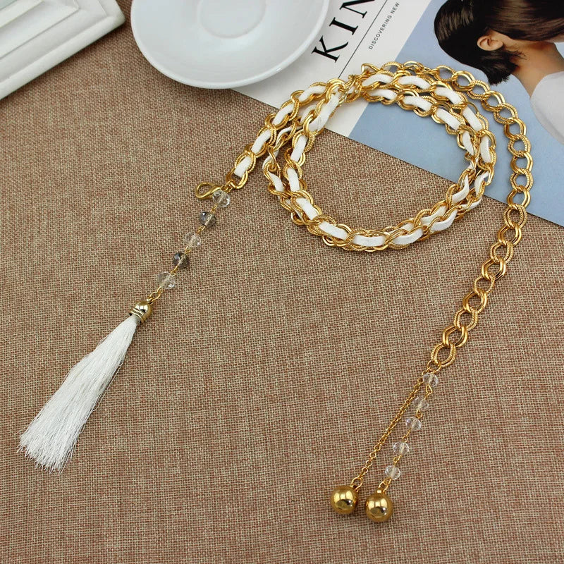 Metal Tassel Waist Chain Dress Belt for Women