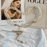 Metal Chain Pearl Thin Waist Chain for Dress Sweater Jeans