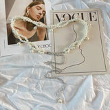 Metal Chain Pearl Thin Waist Chain for Dress Sweater Jeans
