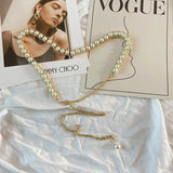 Metal Chain Pearl Thin Waist Chain for Dress Sweater Jeans