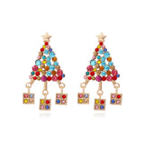 Metal Crystal Christmas Tree Dangle Drop Earrings for Women