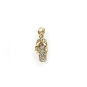 Zircon Metal Flip Flops Pendant Necklace Keychain