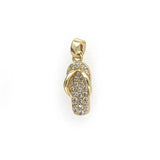 Zircon Metal Flip Flops Pendant Necklace Keychain