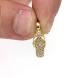 Zircon Metal Flip Flops Pendant Necklace Keychain