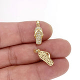 Zircon Metal Flip Flops Pendant Necklace Keychain