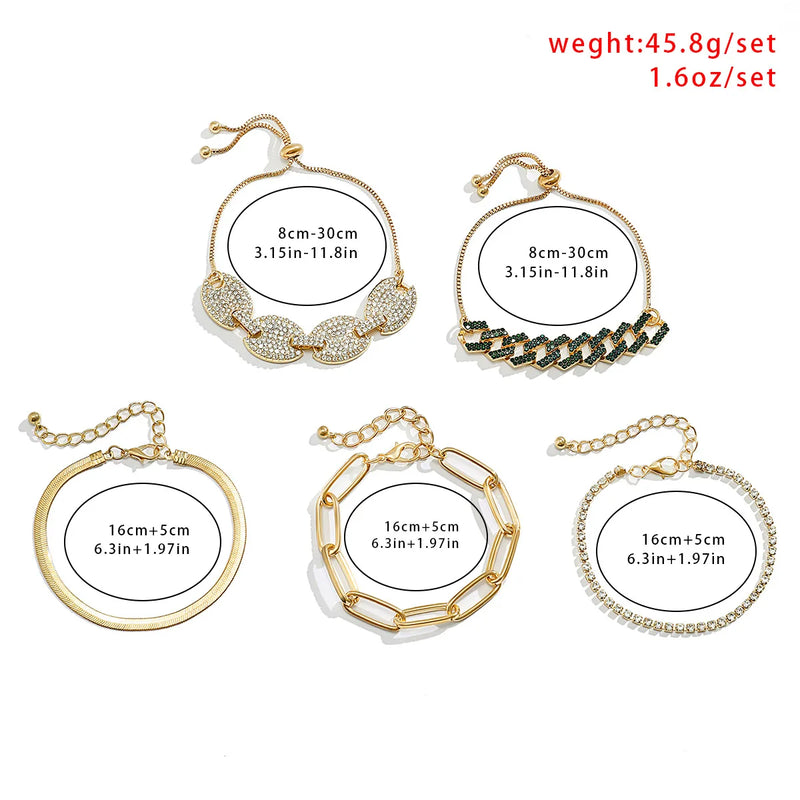 Geometric Bracelets Womens Full Drill Adjustable Multilayer Bracelets
