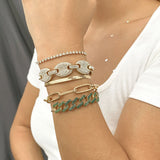 Geometric Bracelets Womens Full Drill Adjustable Multilayer Bracelets