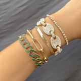 Geometric Bracelets Womens Full Drill Adjustable Multilayer Bracelets