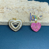 Metal Plated Rhinestones LOVE Heart Pendants Charms For Jewelry Making