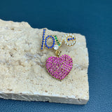 Metal Plated Rhinestones LOVE Heart Pendants Charms For Jewelry Making