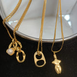 Studded Can Pull Ring Necklace Women Jewelry