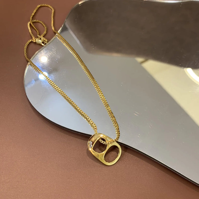 Studded Can Pull Ring Necklace Women Jewelry