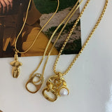 Studded Can Pull Ring Necklace Women Jewelry
