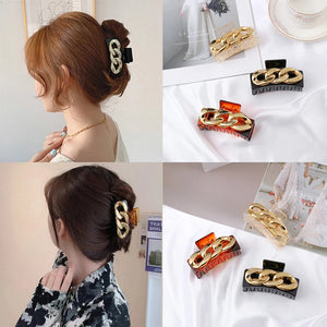 Geometric Square Hair Claw Chain Hair Clip for Woman Girls Hair Accessories