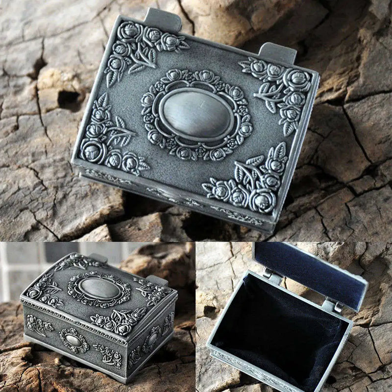 Vintage Metal Jewelry Casket Trinket Box