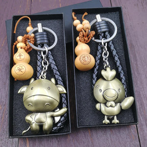 Chinese Zodiac Alloy Keychain - Cock, Horse, Monkey, Dog, Pig