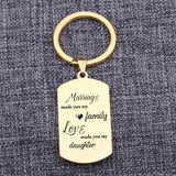 Family Love Metal Keychain for Daughter In Law Wedding Gift