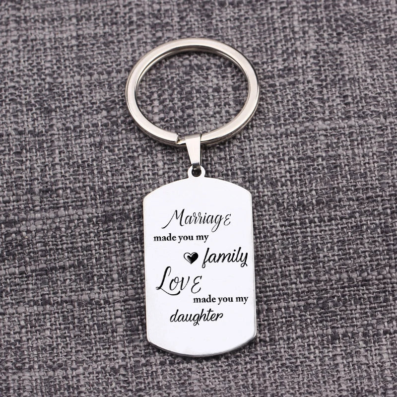 Family Love Metal Keychain for Daughter In Law Wedding Gift