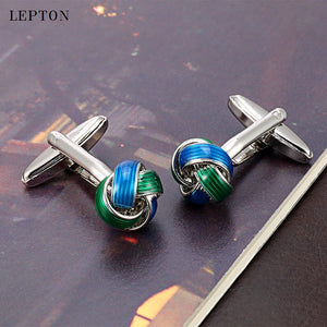 Metal Knot Cufflinks For Mens Lepton & Green Knots Cuff links