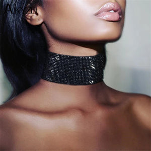 Metal Sequins Chokers Necklace for Women Statement Choker Wedding Accessory Gift